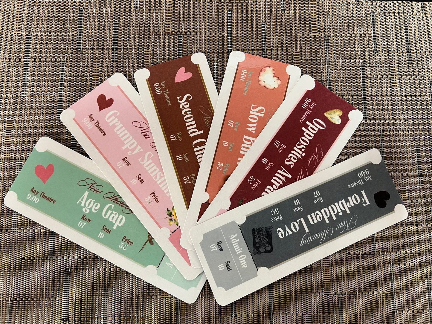 Movie Ticket Bookmark, Set of 6