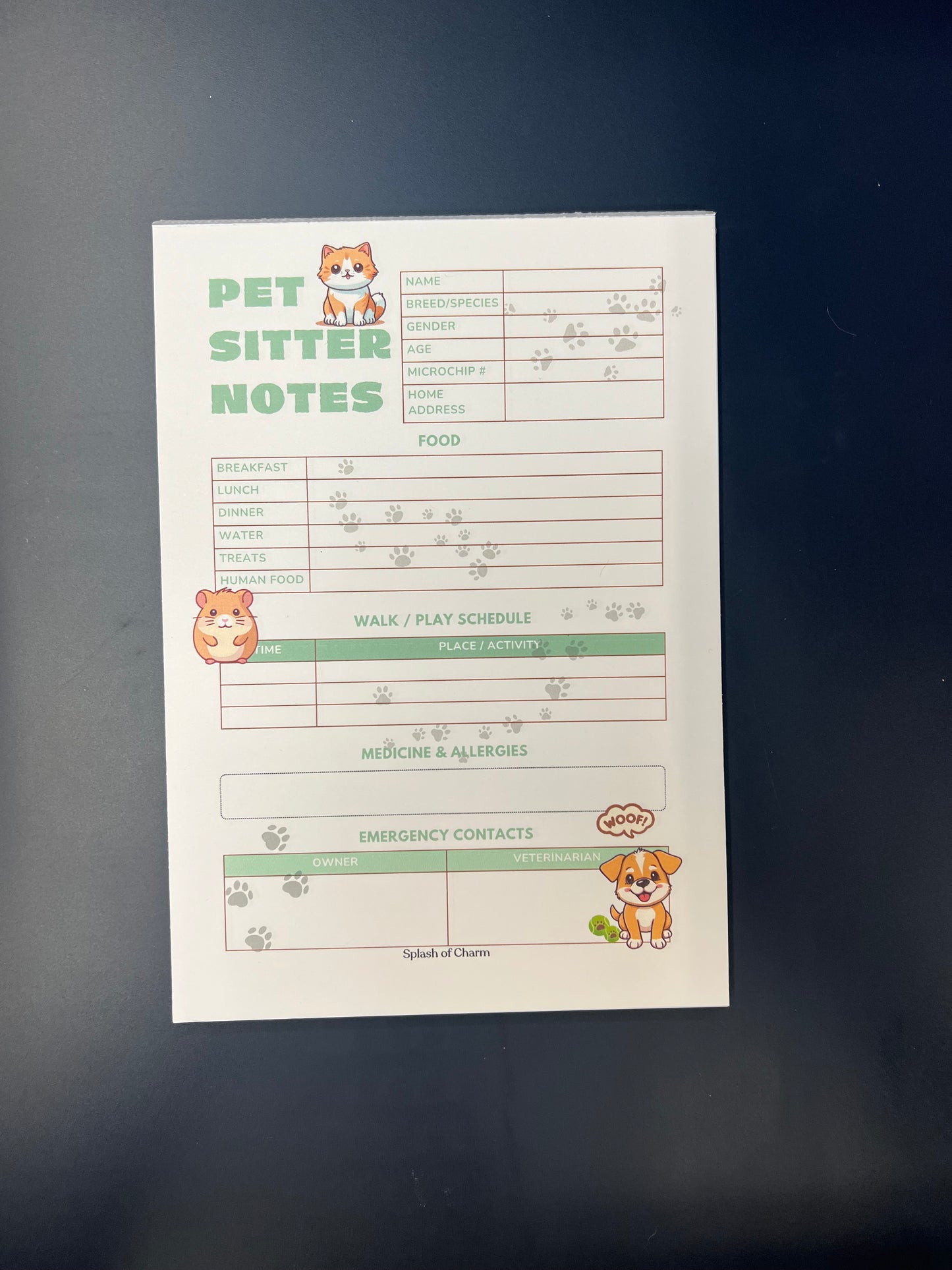 Pet Sitter Notepads
