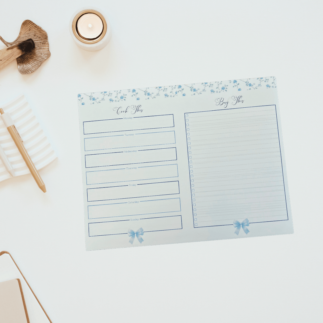 Coquette Weekly Meal Planner and Grocery List Notepad – Cute Desk Organizer - Splash of Charm