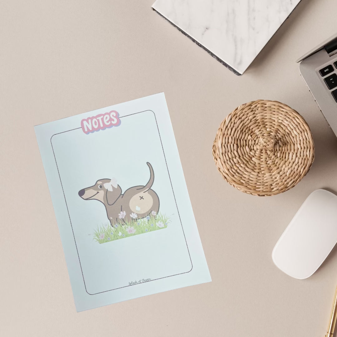 Bean the Weenie Dog A5 Notepad – Fun & Functional Stationery - Splash of Charm