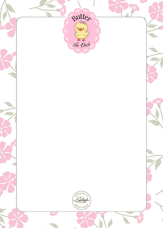 Butter the Duck Floral 5x7 Notepad | Cute Duck Memo Pad - Splash of Charm