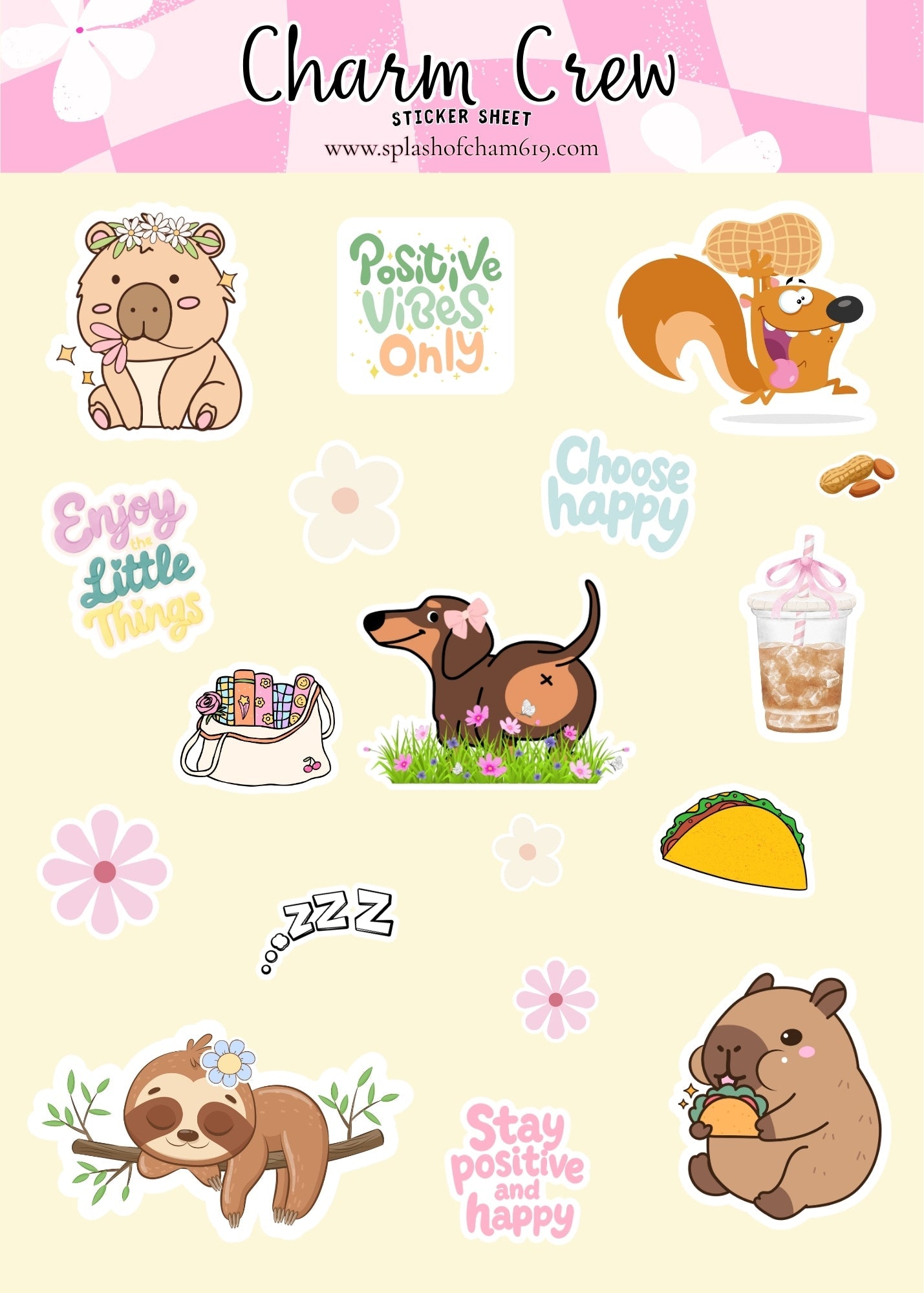 Charm Crew Sticker Sheet | Matte Vinyl Planner & Journal Stickers - Splash of Charm