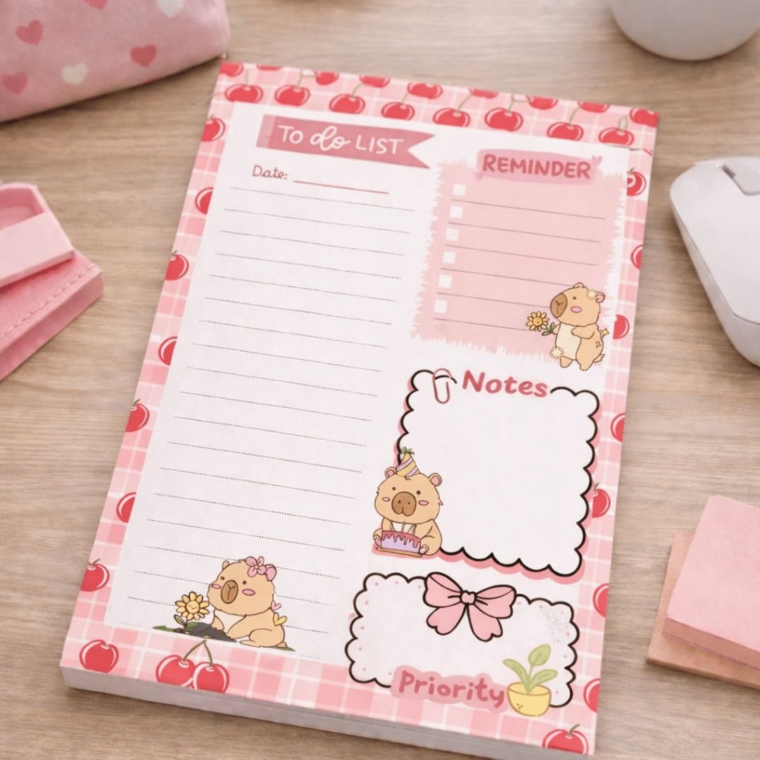 Cherry Coquette Bunny Daily Planner & To - Do List Notepad - Splash of Charm