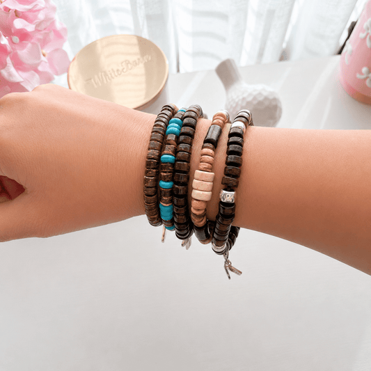 Coconut Shell Wood Bead Bracelet - Splash of Charm