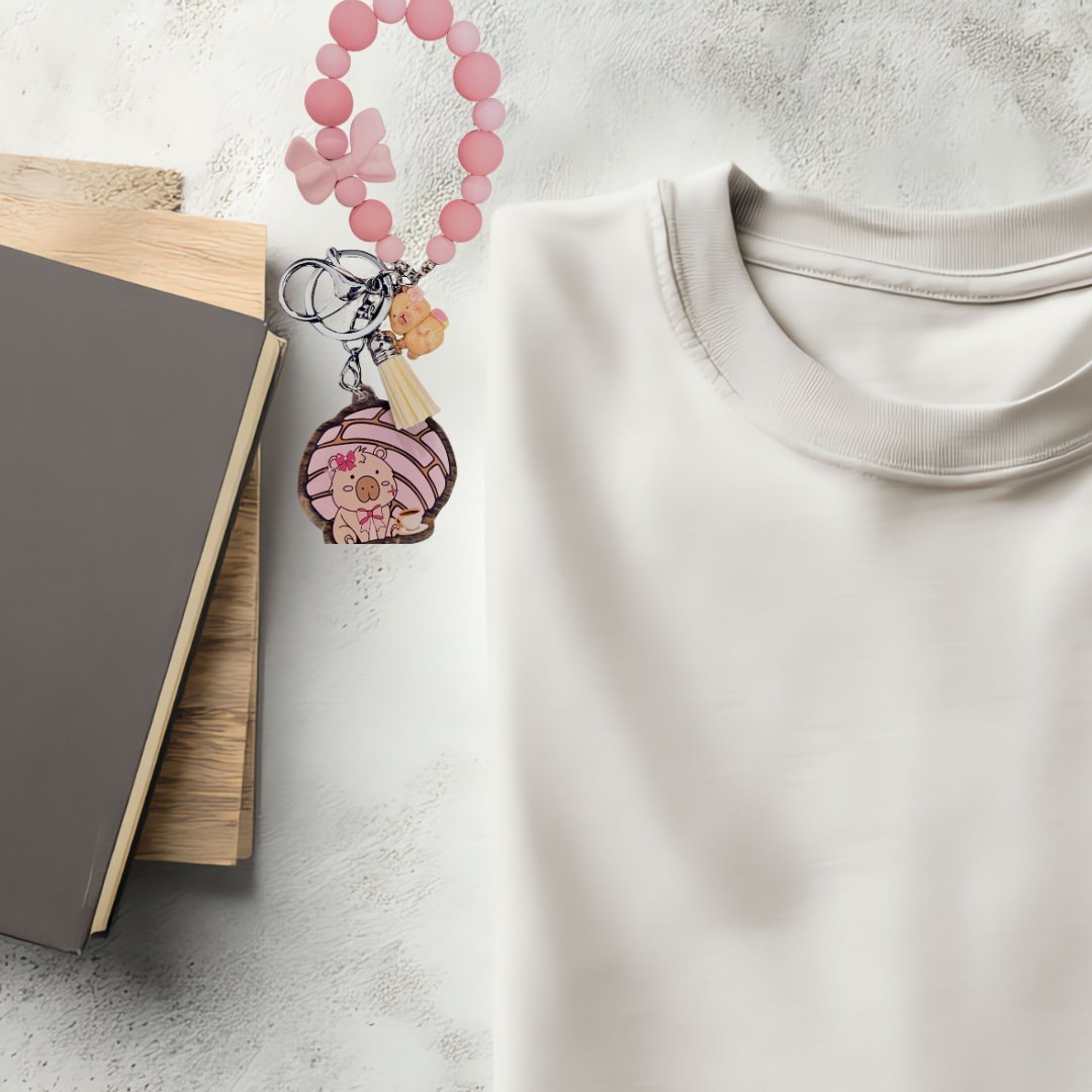 Concha the Capybara Pink Coquette Acrylic Keychain – Cute & Fun Accessory - Splash of Charm