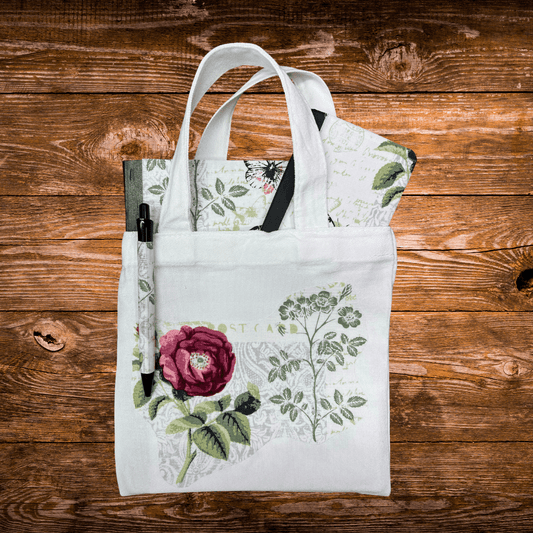 Cranberry Floral Travel Journal Stationery Set – Journal, Pocket Notebook, Pen & Mini Tote - Splash of Charm