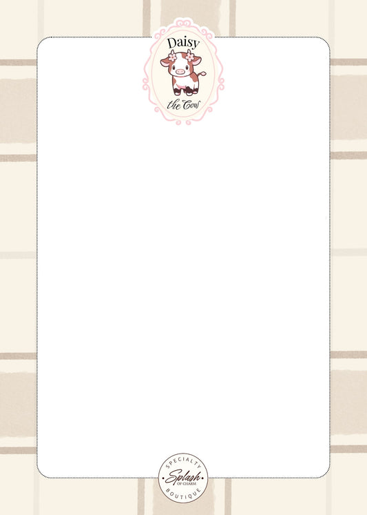 Daisy the Cow Plaid 5x7 Notepad | Cute Cow Memo Pad - Splash of Charm