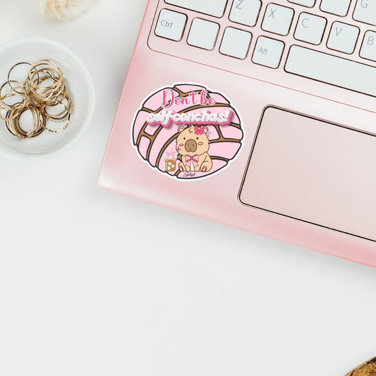 Don’t Be Selfconchas Coquette Capybara Sticker – Cute Pink Aesthetic Vinyl Decal - Splash of Charm