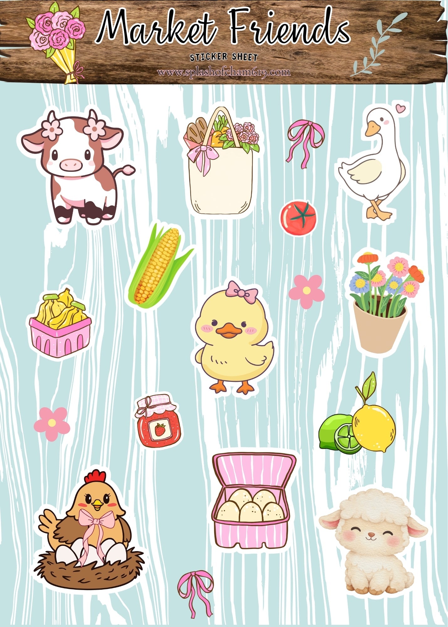 Market Friends Sticker Sheet | 4x6 Matte Planner Stickers - Splash of Charm