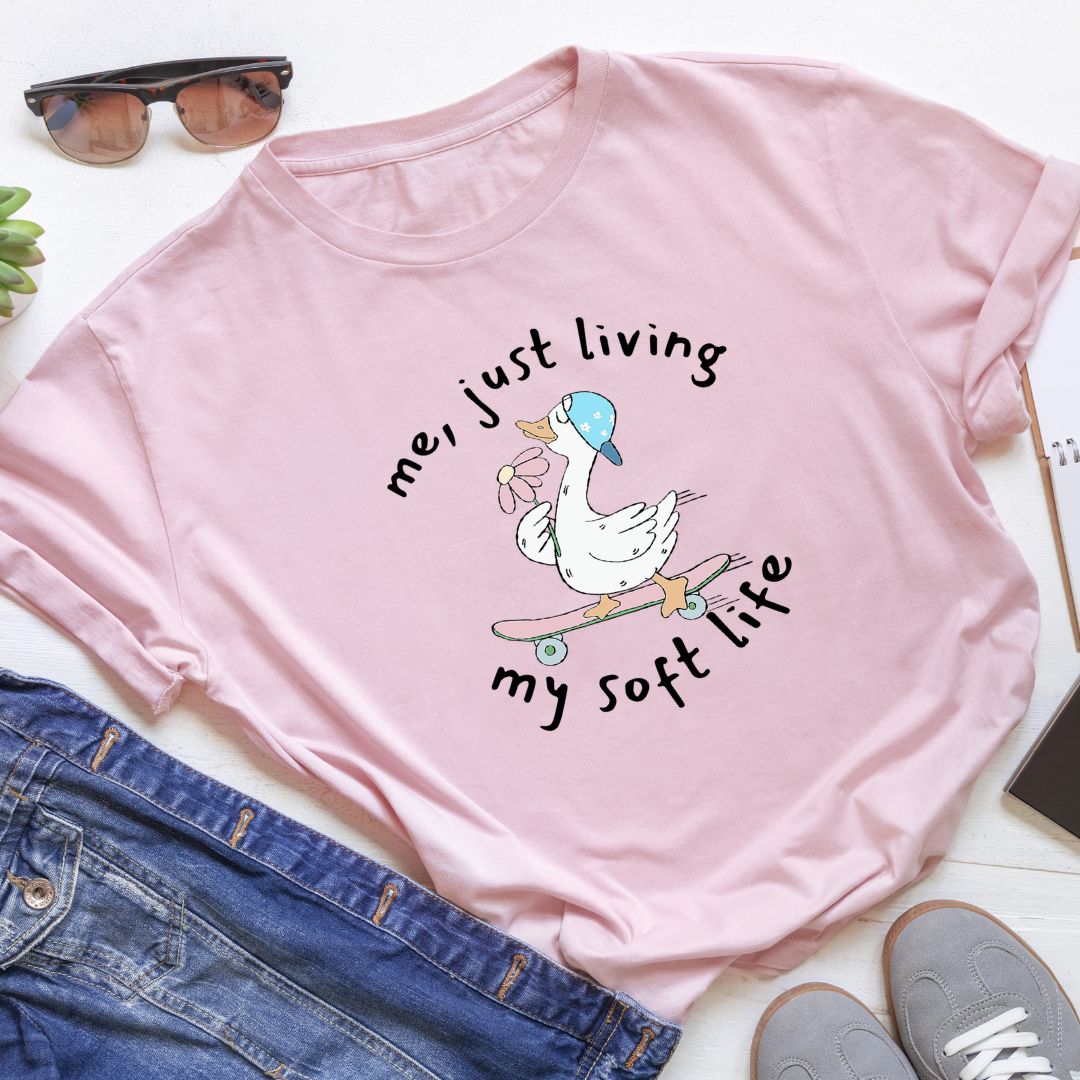 Me, Just Living My Soft Life Goose Graphic Tee - Splash of Charm