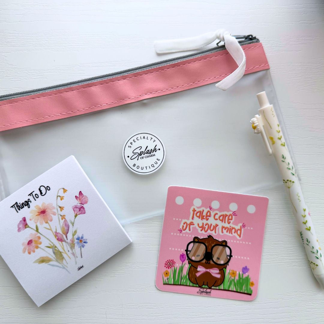Mini Soft Moment Pouch | Cozy Reset Mini Gift Set with Notepad & Pen - Splash of Charm