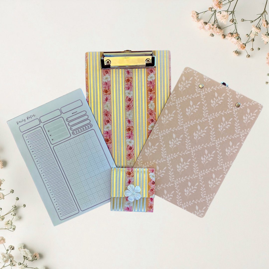 Vintage Inspired Clipboard Stationery Set – A5 Notepad & Sticky Notes - Splash of Charm