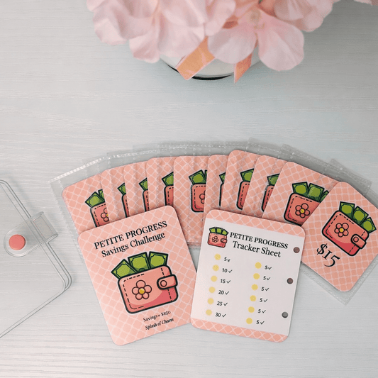 Petite Progress Mini Savings Binder – Clear Pink Budget Binder with Cash Envelopes - Splash of Charm