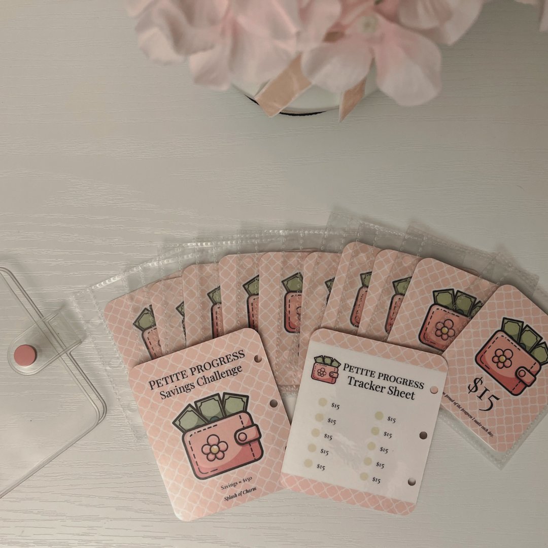 Petite Progress Mini Savings Binder – Clear Pink Budget Binder with Cash Envelopes - Splash of Charm