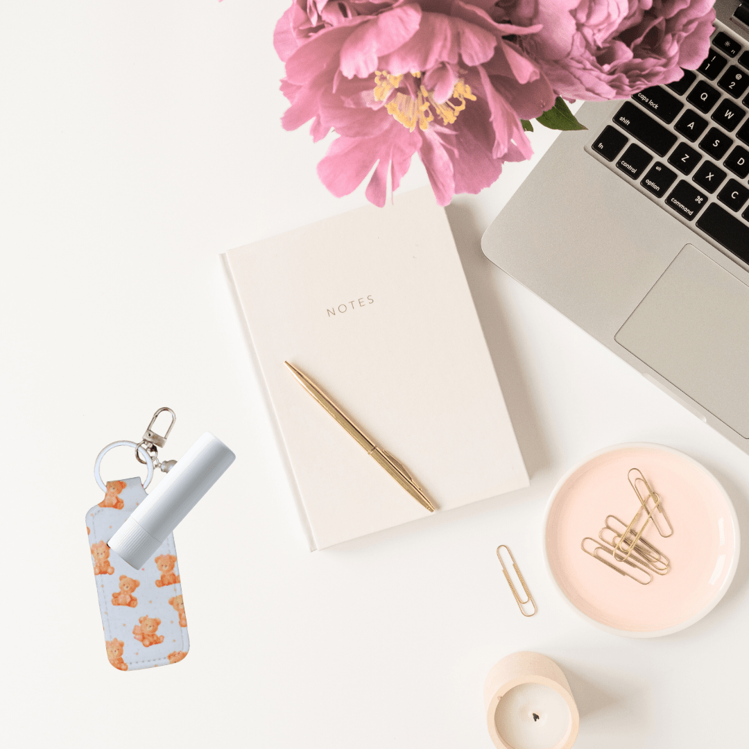 Pink Coquette Bear Lip Balm Purse Charm – Cute Bow & Pearl Design - Splash of Charm