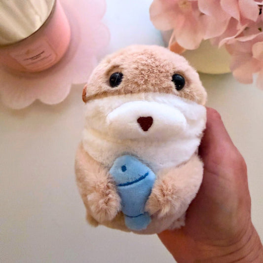 Plush Otter Bag Charm | Cute Sea Otter Purse Charm with Fish - Splash of Charm