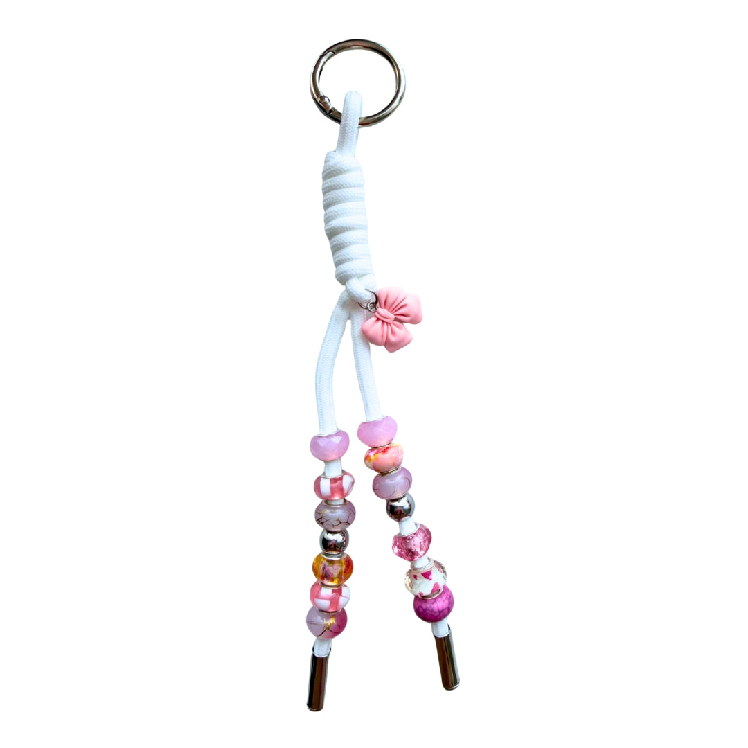 Pink Beaded Wristlet Purse Charm | Feminine Bag Charm