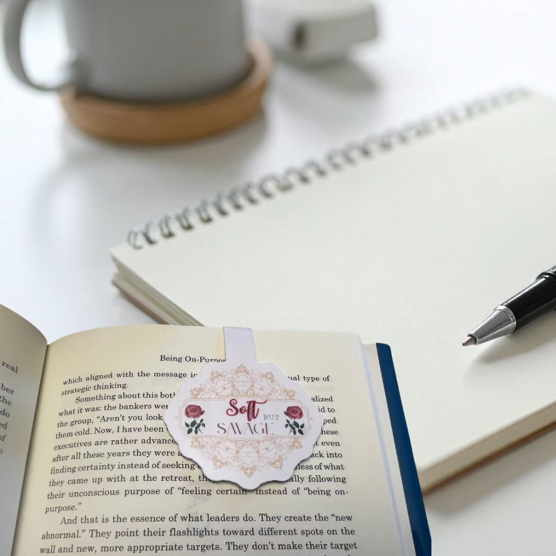 Soft but Savage Vintage Gold Geometric Magnetic Bookmark – Elegant Book Accessory - Splash of Charm