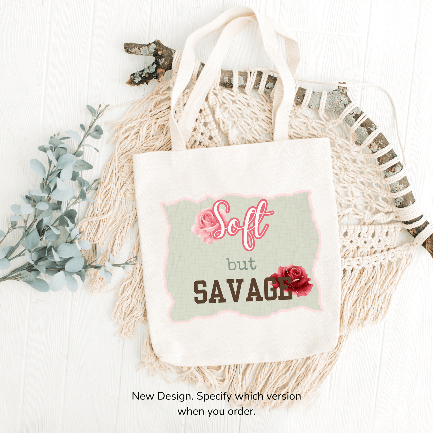 Soft but Savage Tote | Aesthetic Bookish Canvas Tote Bag for Readers & Confident Women - Splash of Charm