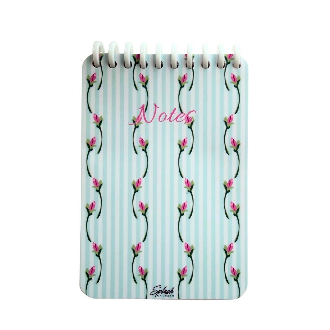 Soft Green Floral Notes Notepad – 4x6 Spiral Notebook, Minimal Botanical Stationery, Soft Life Desk Notepad