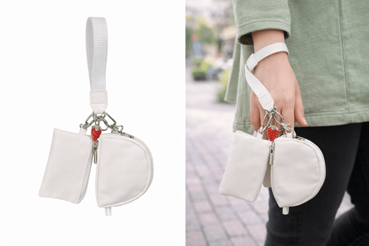 Soft Life Double Pouch Wristlet with Coquette Fruit & Cake Charms - Splash of Charm