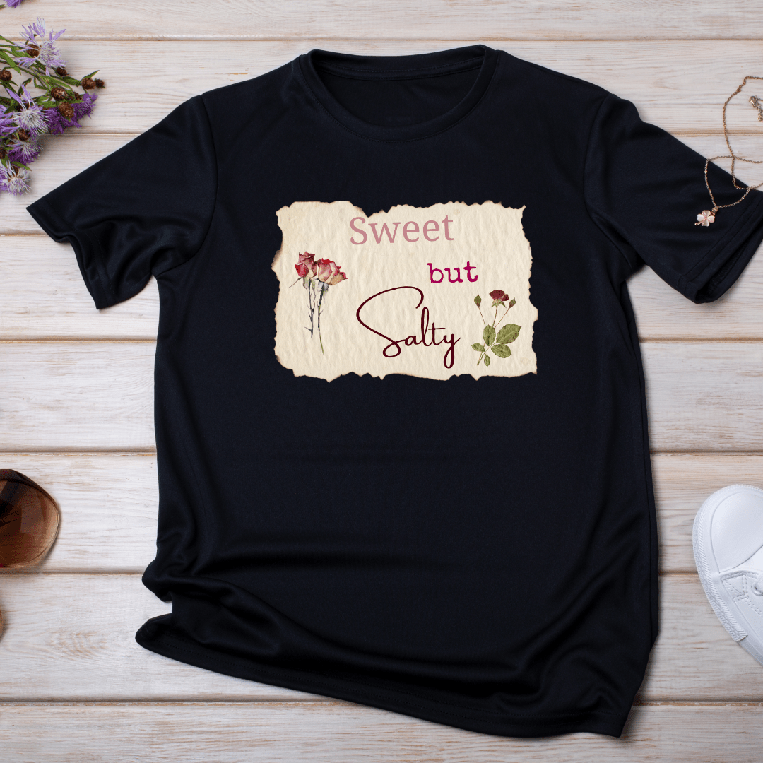 Sweet but Salty Vintage Paper & Red Rose T-Shirt – Bold & Stylish Graphic Tee - Splash of Charm