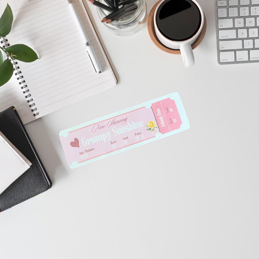 Vintage Movie Ticket Grumpy Sunshine Laminated Bookmark – Book Lover Gift - Splash of Charm