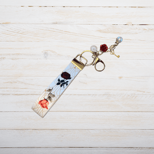 Vintage Red & Pink Rose Keychain | Elegant Floral Accessory & Gift for Keys, Bags, and Backpacks - Splash of Charm
