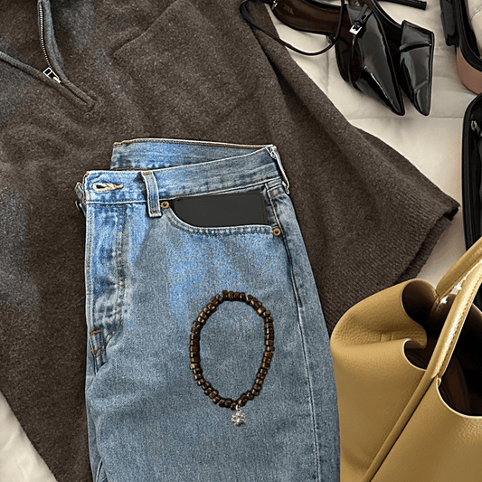 Wood Bead Bracelet with Charm – Boho Chic Jewelry Accessory - Splash of Charm