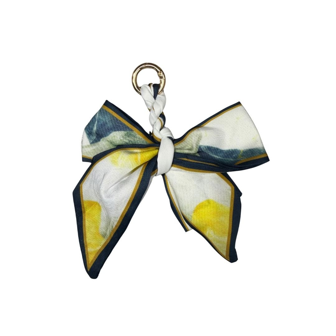 Yellow Abstract Bow Purse Charm ā Scarf Bag Charm Keychain Accessory - Splash of Charm