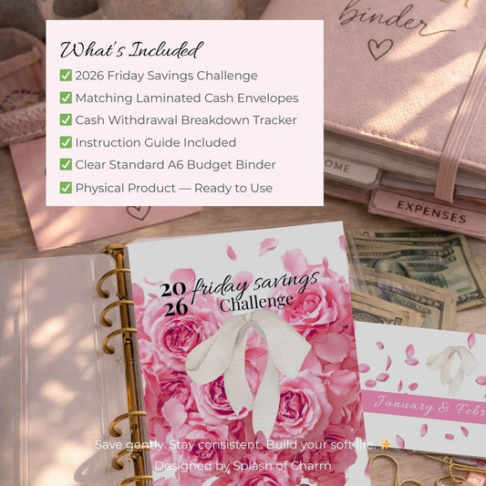 2026 Friday Savings Challenge Binder | Soft Life Floral Edition – Friday Cash Stuffing Challenge - Splash of Charm