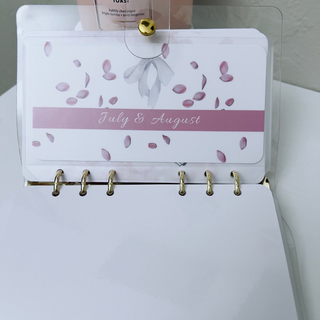 Savings challenge envelope installed inside A6 binder showing functional budgeting setup