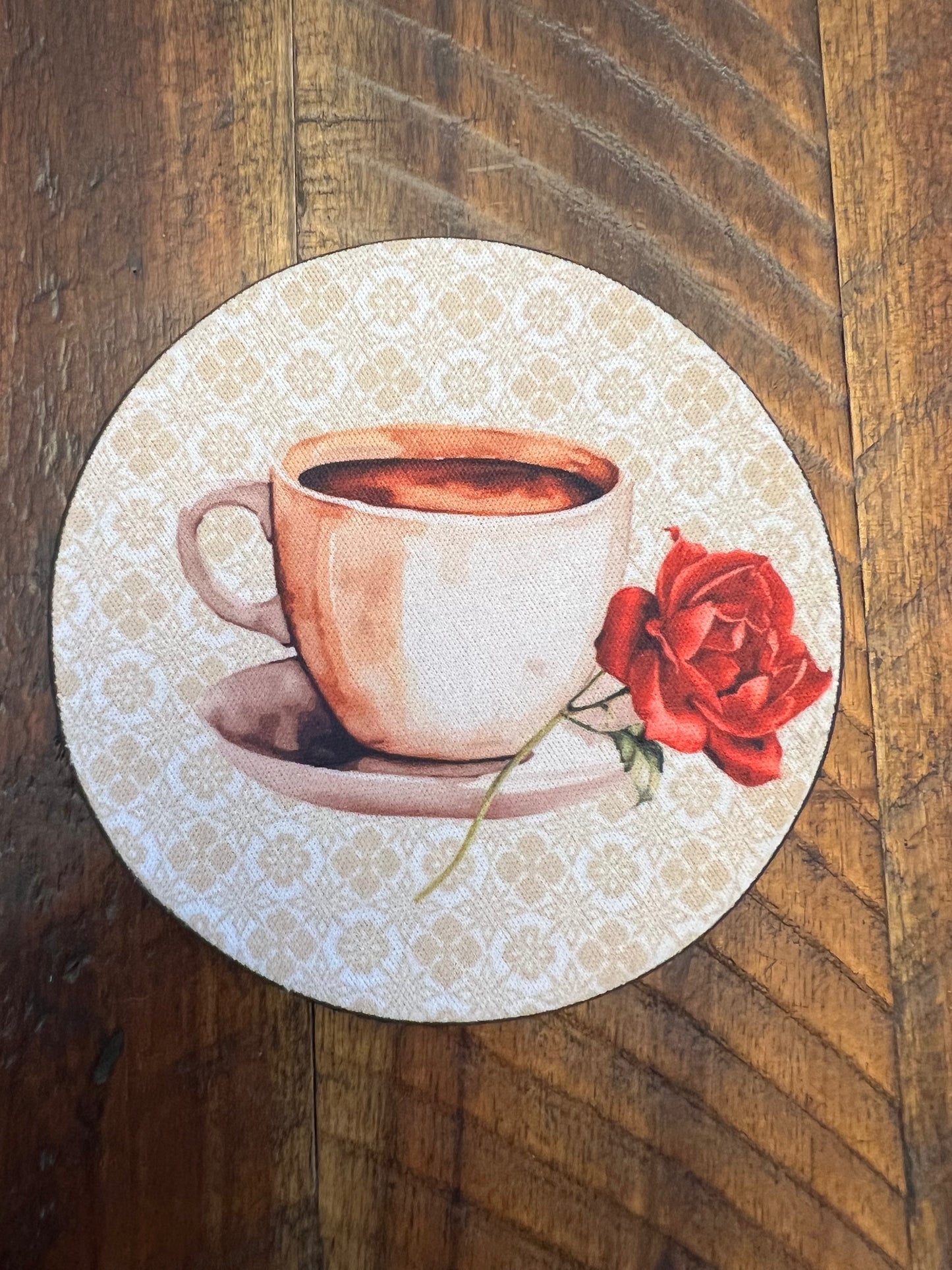 Coffee Cup & Rose Desk Coaster