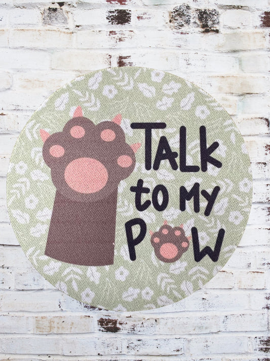 Talk To My Paw Green Floral with Cat Paw Desk Coaster