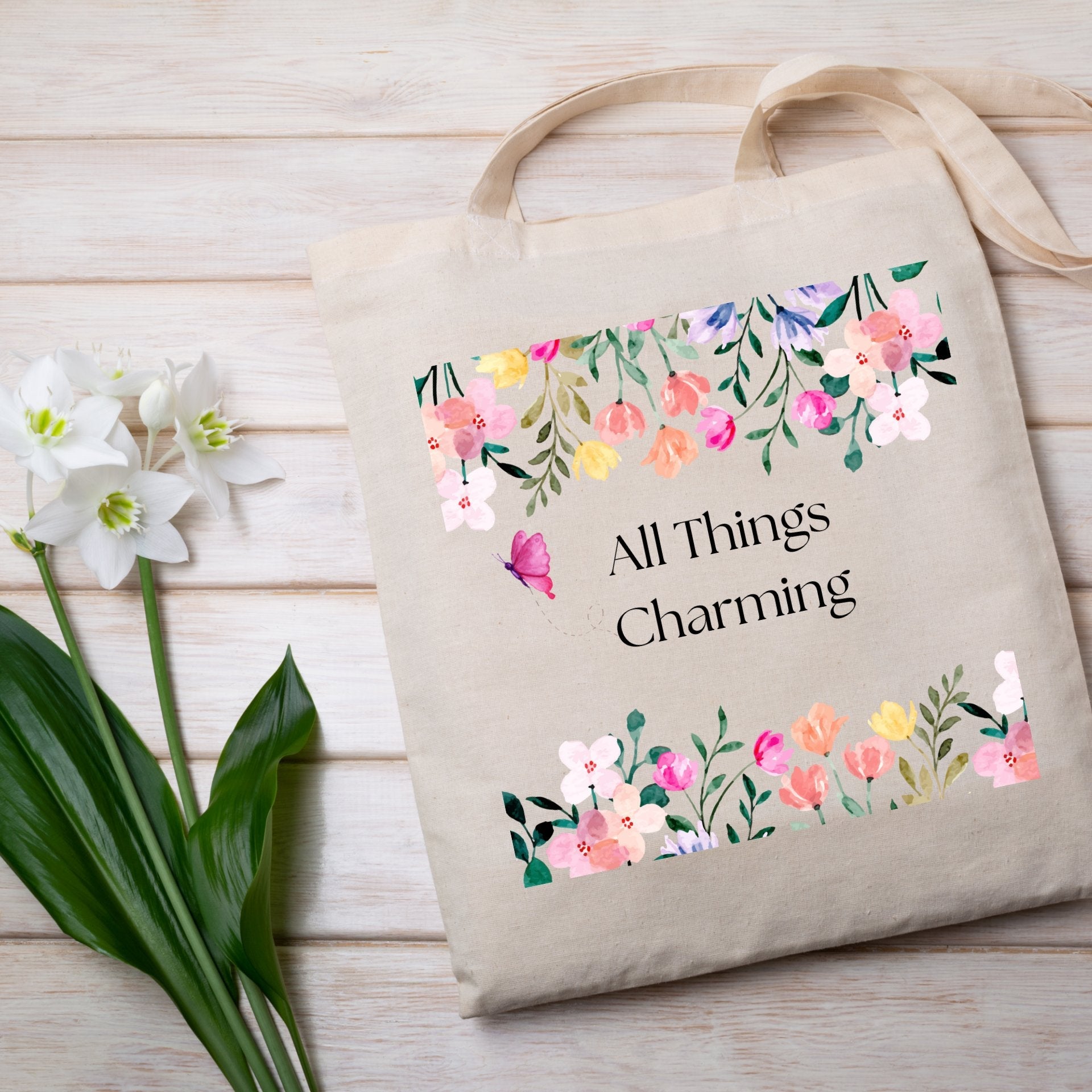 All Things Charming Floral Tote – Cute and Stylish Canvas Bag - Splash of Charm