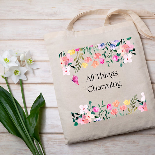 All Things Charming Floral Tote – Cute and Stylish Canvas Bag - Splash of Charm