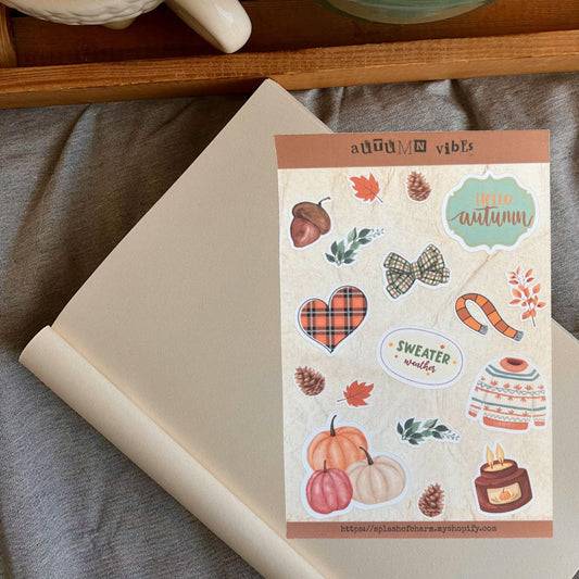 Autumn Vibes Sticker Sheet | Fall Planner & Journal Stickers, Seasonal Craft Décor - Splash of Charm