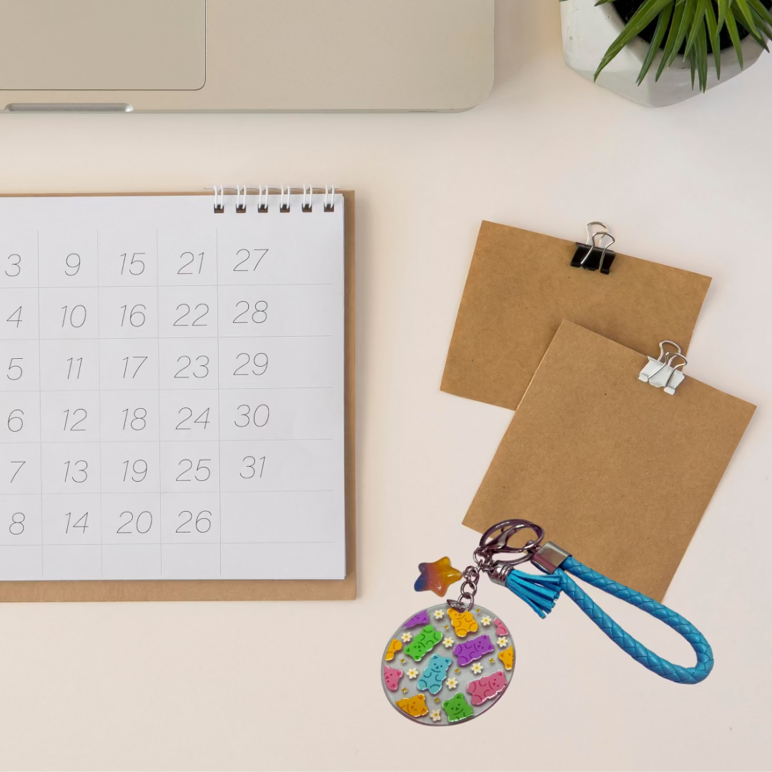 Round Acrylic Wristlet Keychain – Stylish and Functional Accessory - Splash of Charm