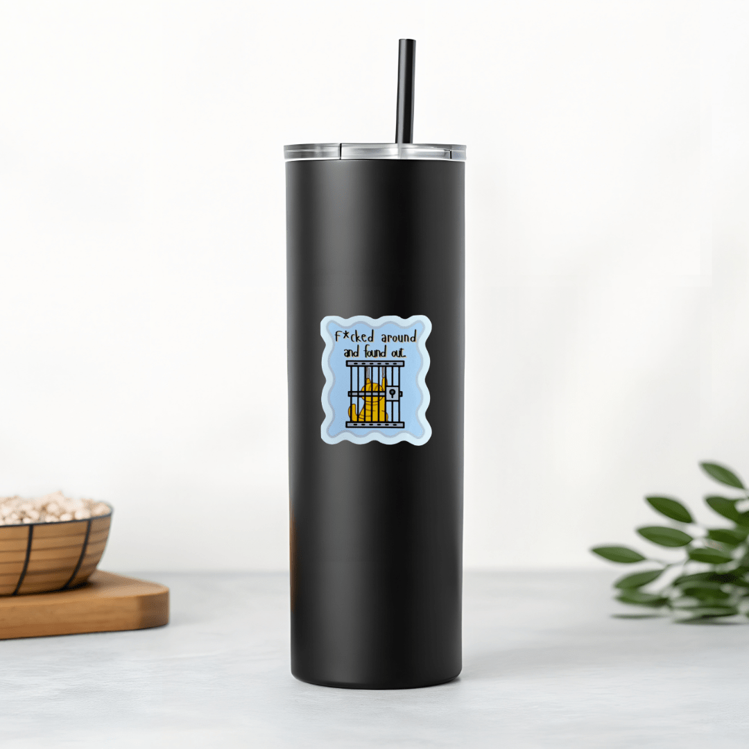 Bad Kitty Behind Bars Sticker – Funny Cat Vinyl Decal for Laptops & Planners - Splash of Charm