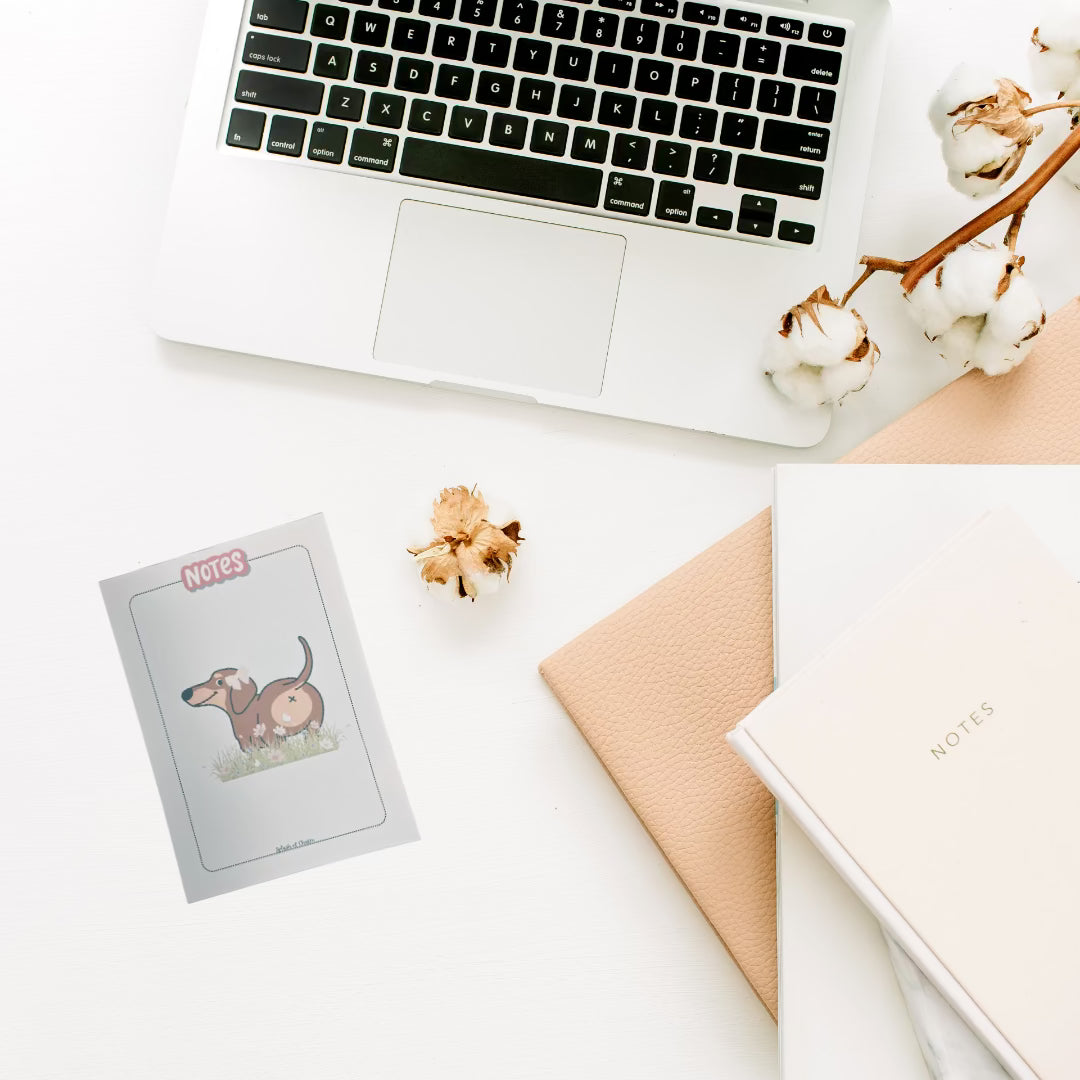 Bean the Weenie Dog 5x7 Notepad – Fun & Functional Stationery - Splash of Charm