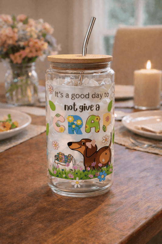 Bean the Weenie Dog Beer Can Glass Tumbler – Cute Dachshund Drinkware for Dog Lovers - Splash of Charm