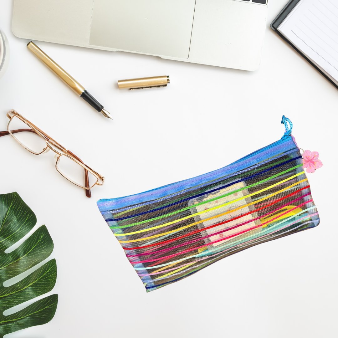 Mesh Pencil Pouch Stationery Set – Complete Bookish Organizer Kit - Splash of Charm