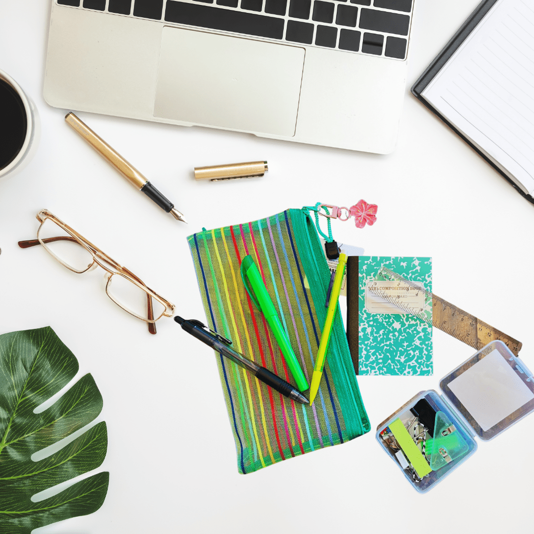 Mesh Pencil Pouch Stationery Set – Complete Bookish Organizer Kit - Splash of Charm