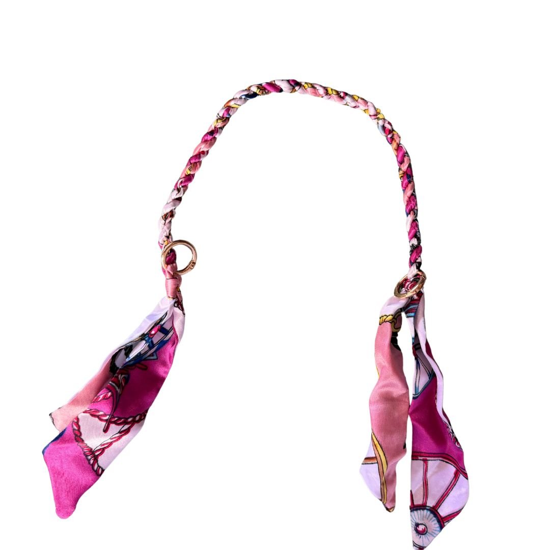 Braided Clutch Wrist Strap – Pink Scarf Style - Splash of Charm