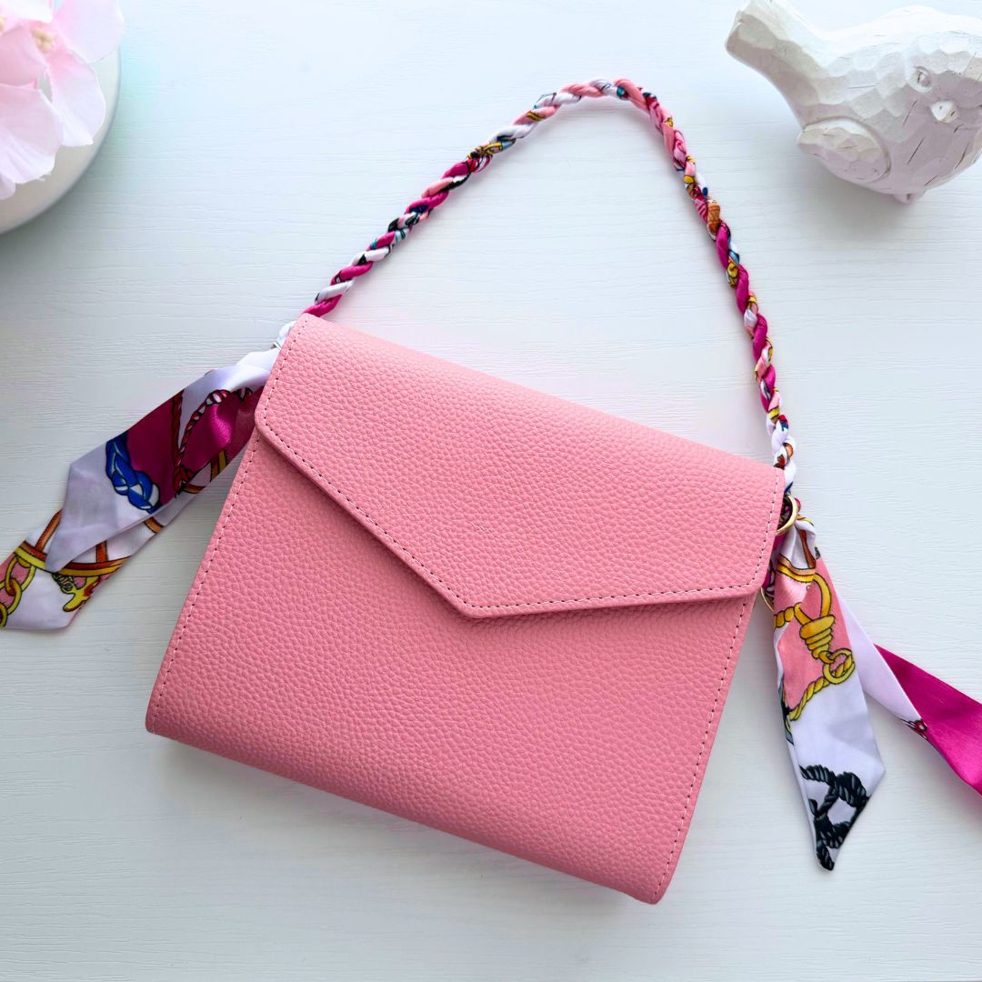 Braided Clutch Wrist Strap – Pink Scarf Style - Splash of Charm