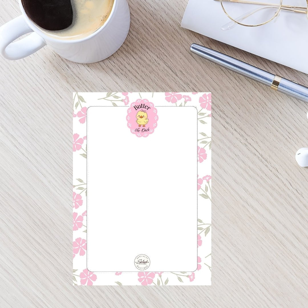 Butter the Duck Floral 5x7 Notepad | Cute Duck Memo Pad - Splash of Charm