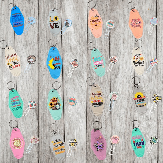 Button Press Paper Clip & Motel Keychain Set - Splash of Charm