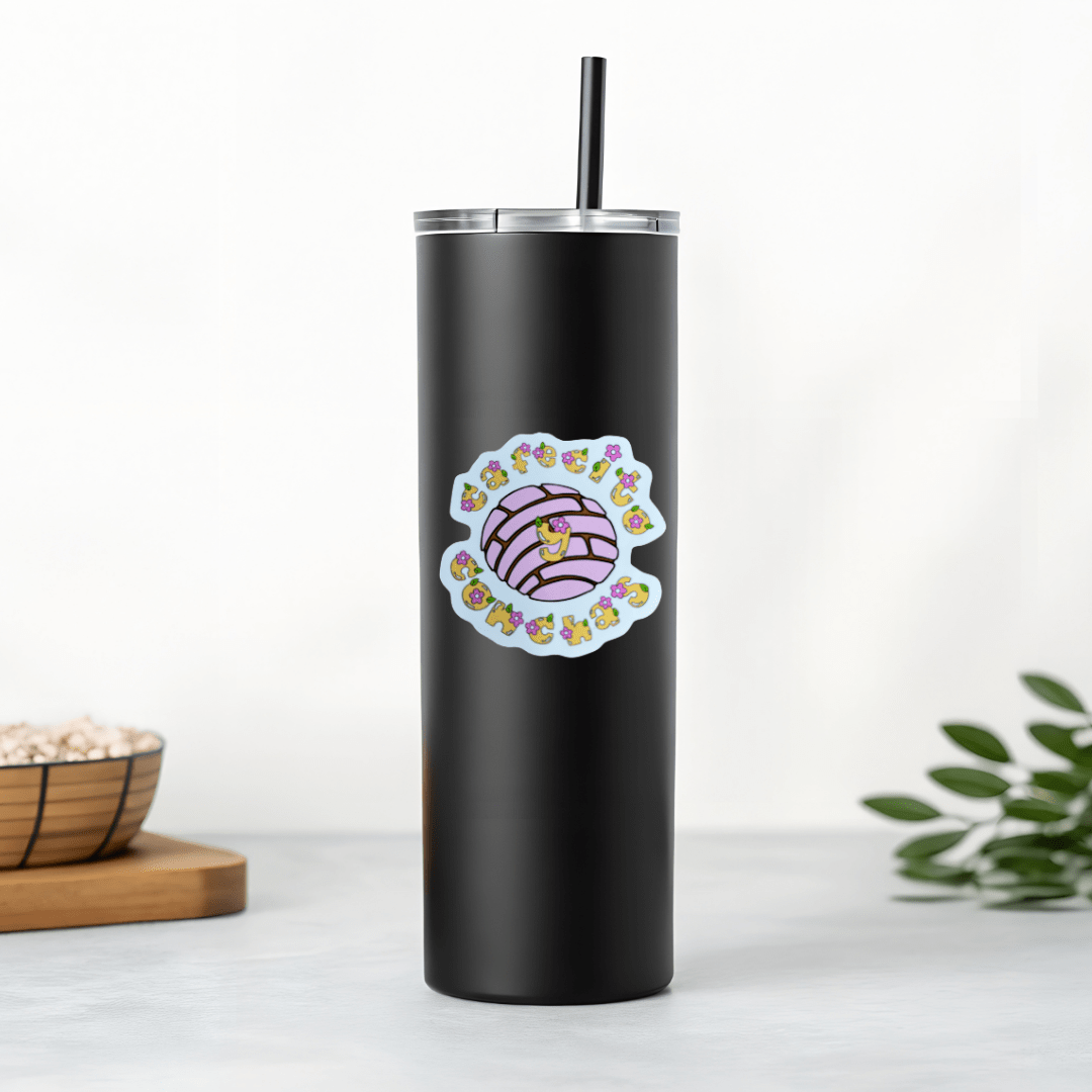 Cafecito y Conchas Sticker – Cute Coffee & Pastry Vinyl Decal - Splash of Charm