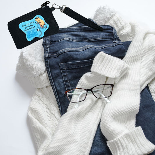 Capybara Stay In Your Lane Black Wristlet Pouch – Cute Accessory - Splash of Charm