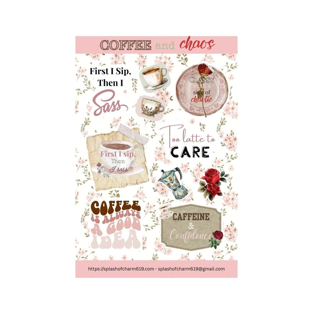 Chaotic Vintage Coffee Sticker Sheet – 4x6 - Splash of Charm
